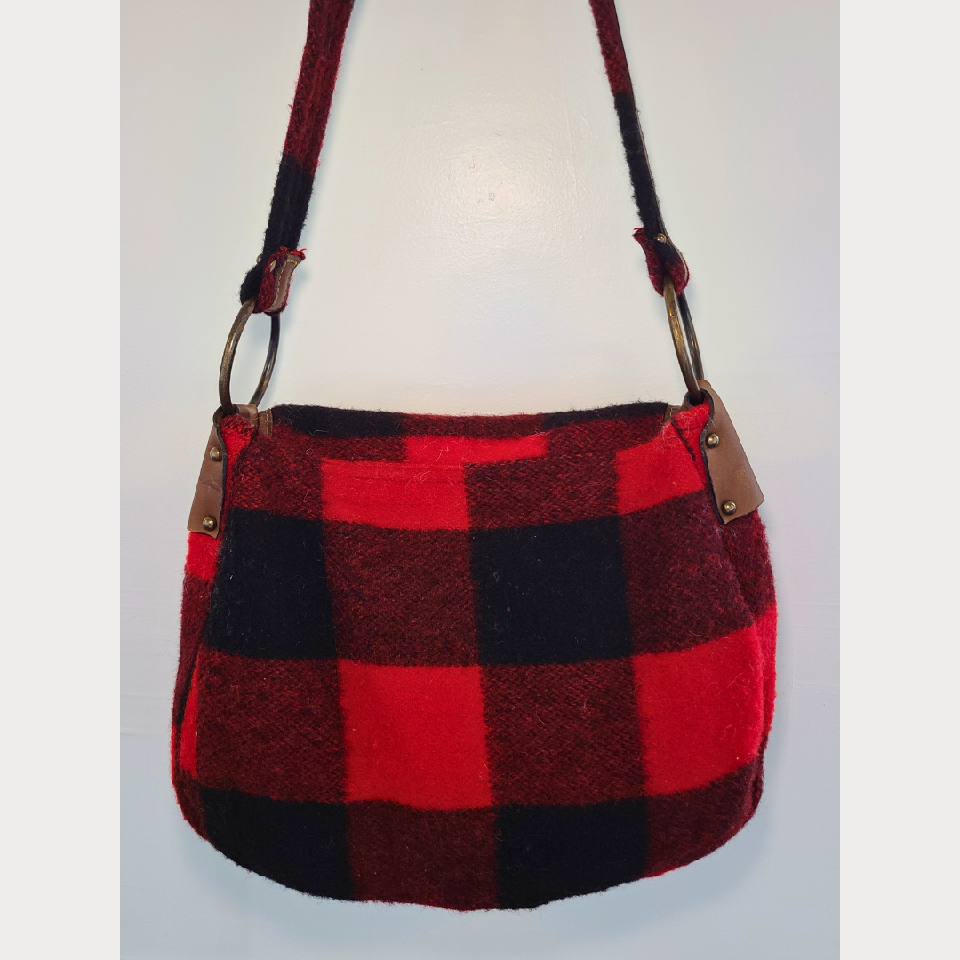 Vintage Buffalo Plaid Messenger Shoulder Bag