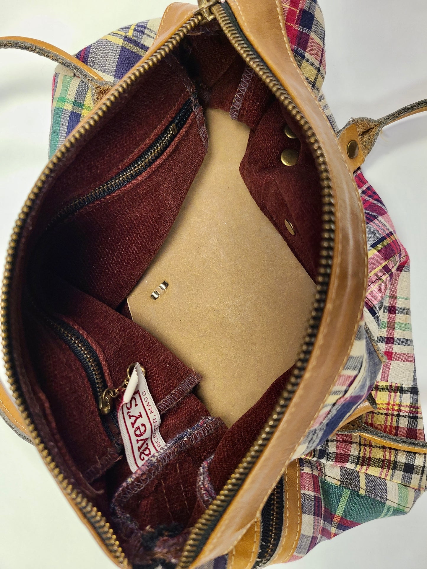 Vintage 1980s Madras Patchwork Top Handle Bag