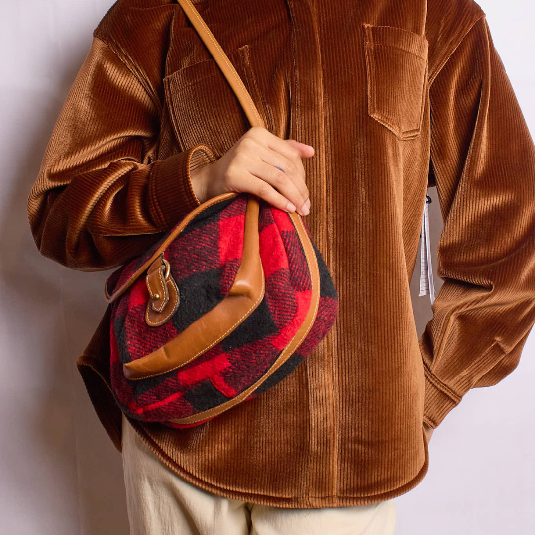 Vintage Buffalo Plaid Shoulder Bag