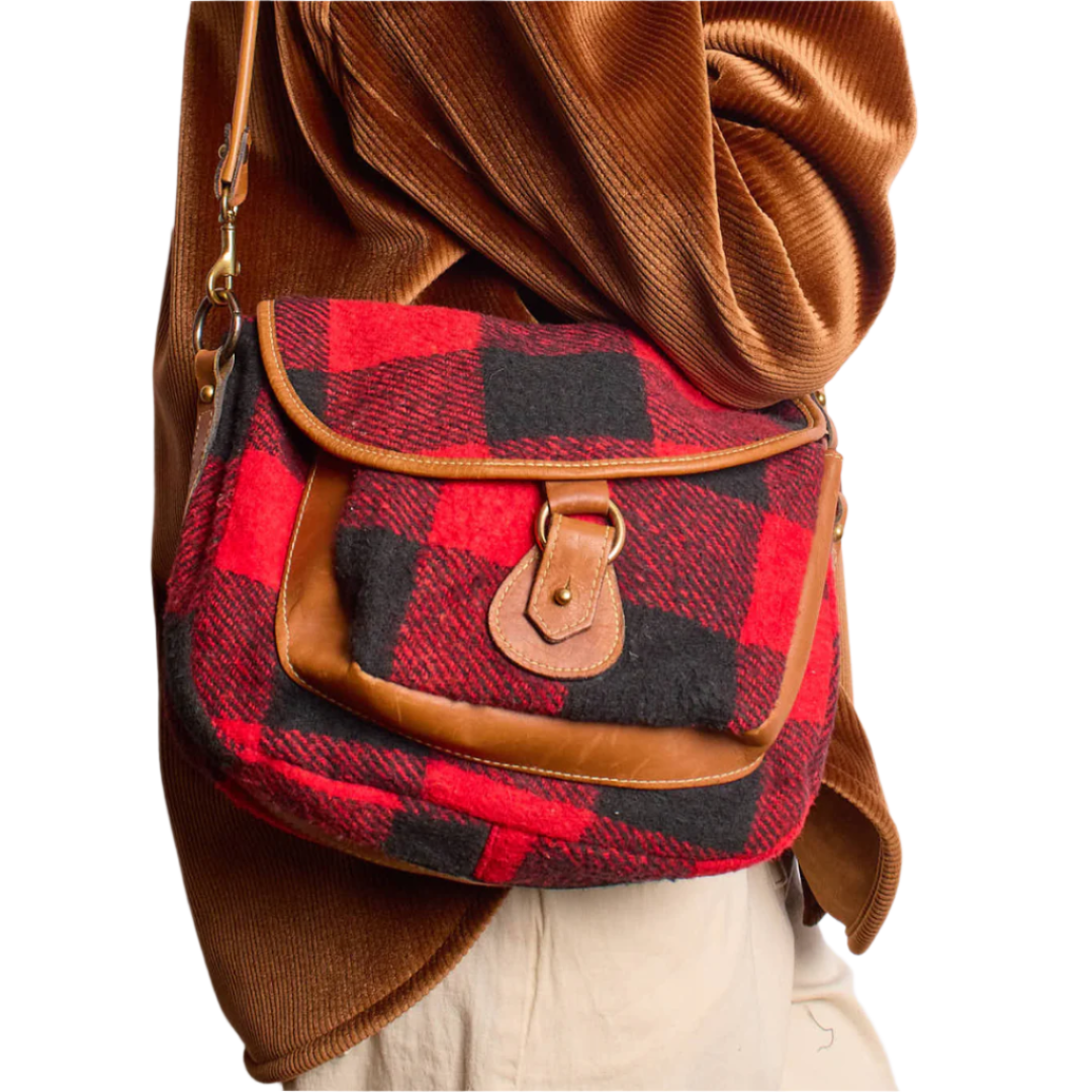 Vintage Buffalo Plaid Shoulder Bag