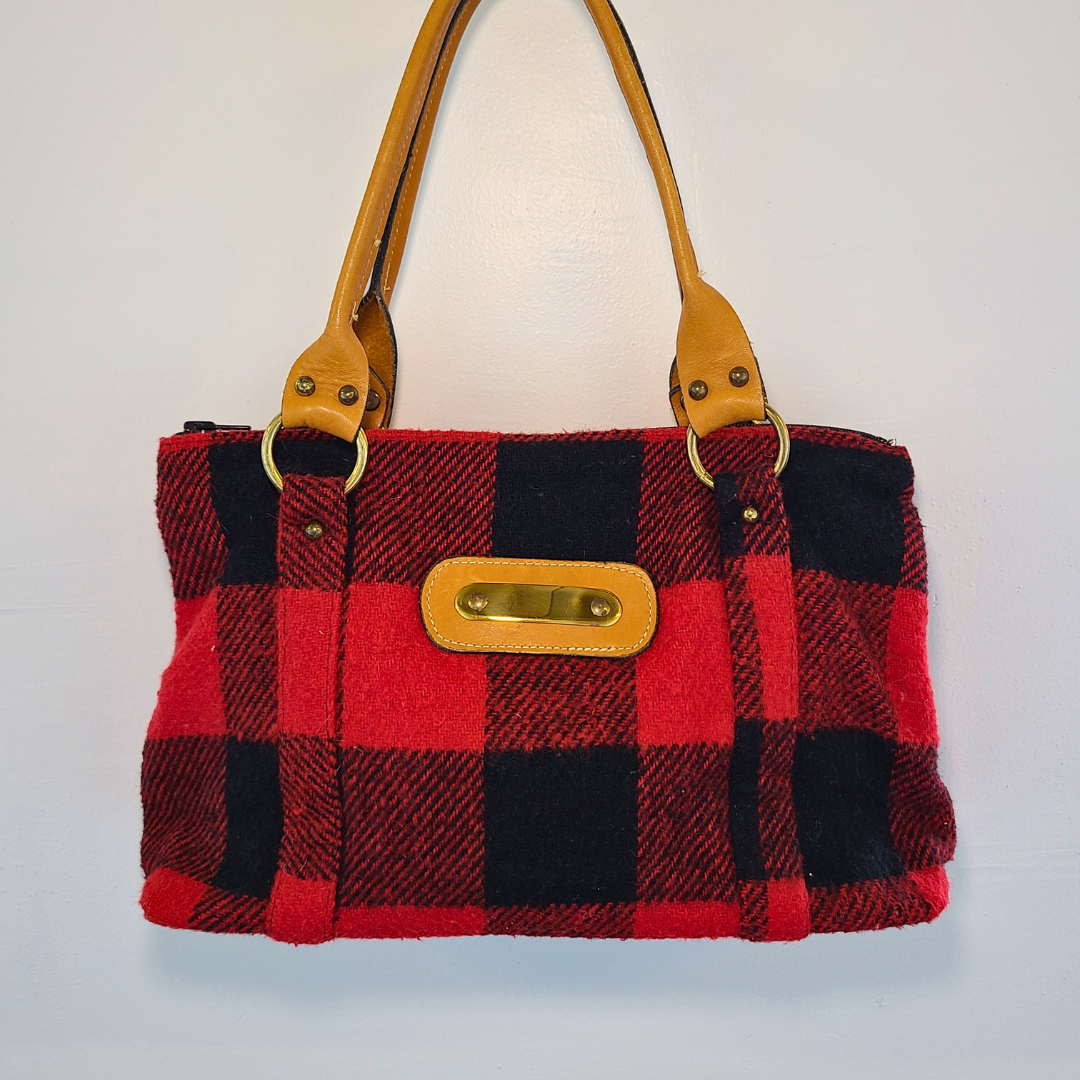 Vintage Buffalo Plaid Top Handle Bag