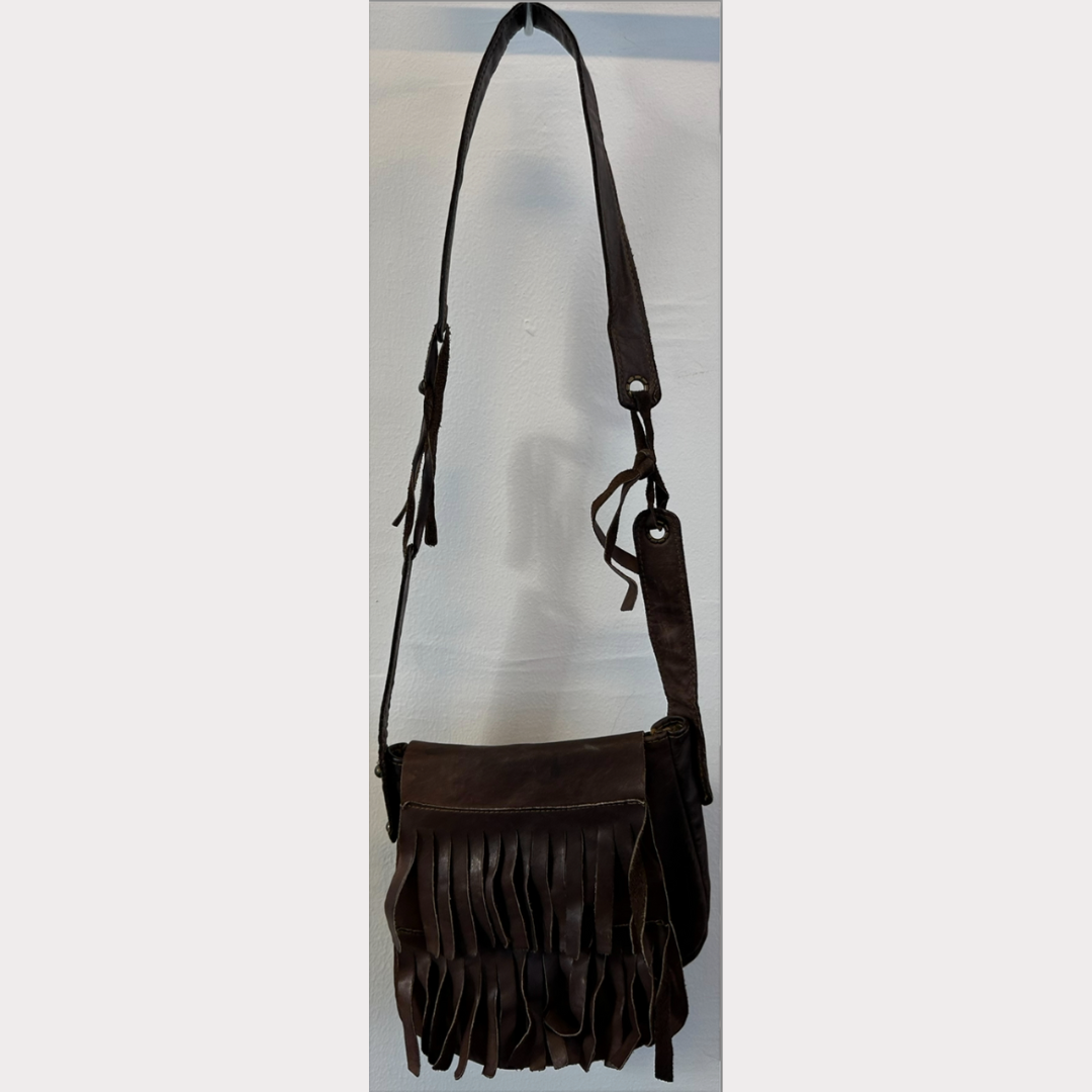 Vintage 1980s Leather Fringe Shoulder Bag