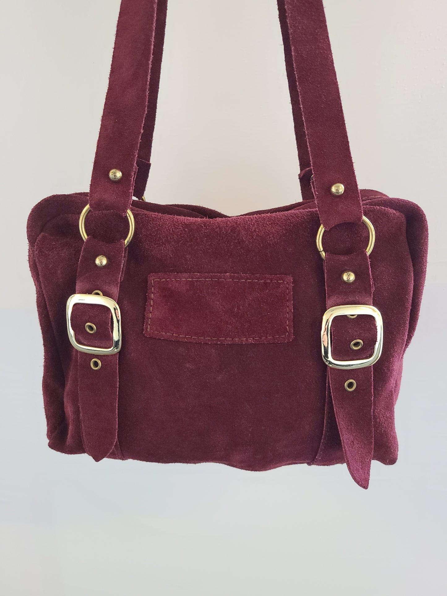 Vintage 1970s Dark Cherry Suede Shoulder Bag