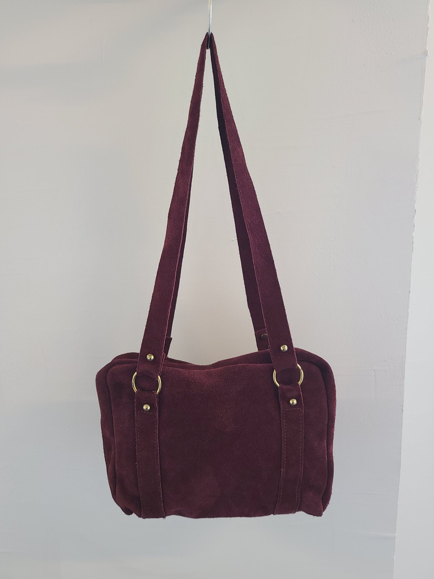 Vintage 1970s Dark Cherry Suede Shoulder Bag