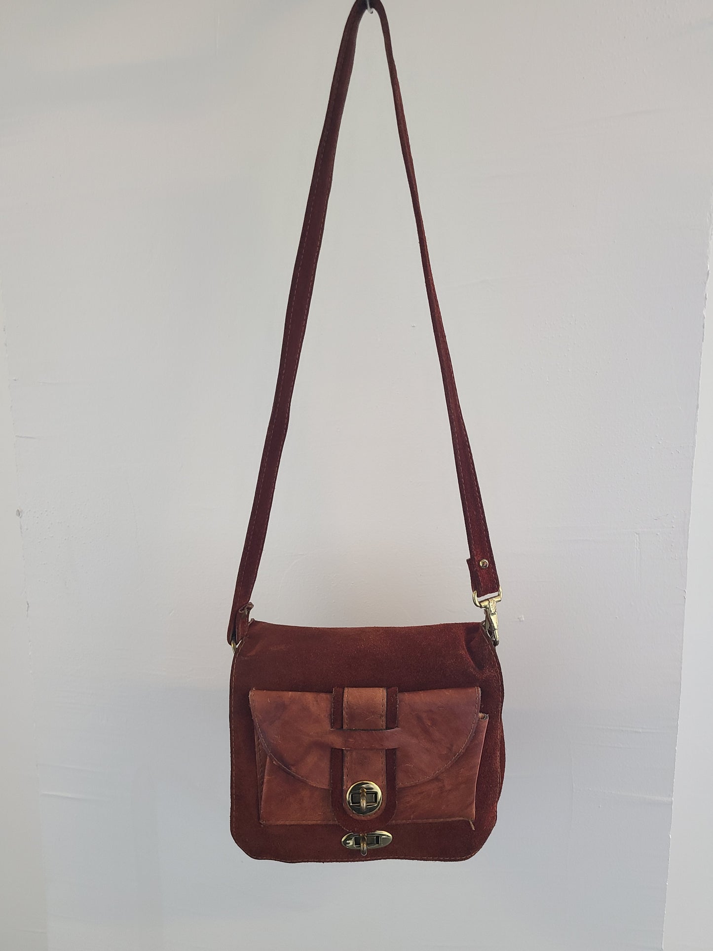 Vintage 1970s Burnt Orange Suede Shoulder Bag