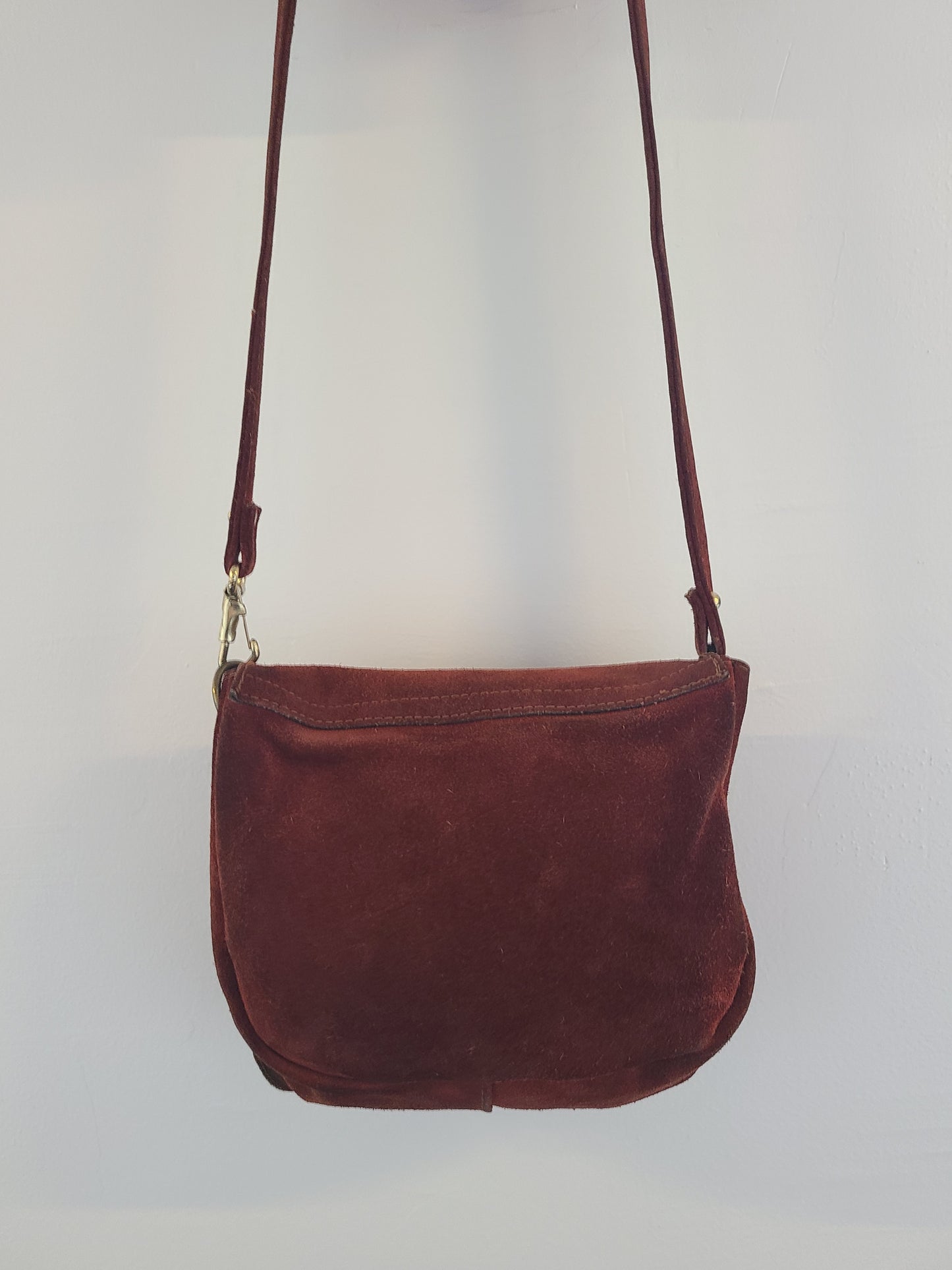 Vintage 1970s Burnt Orange Suede Shoulder Bag