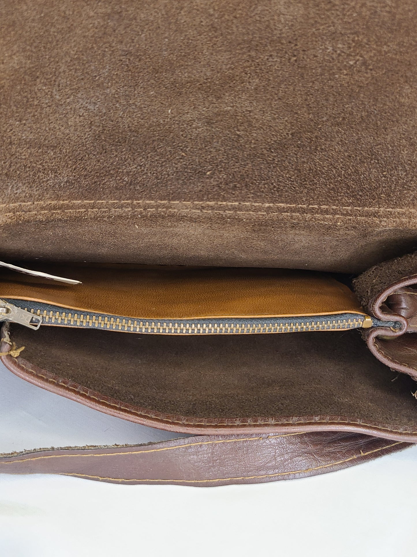 Vintage Leather Shoulder Bag With Horse Emblem