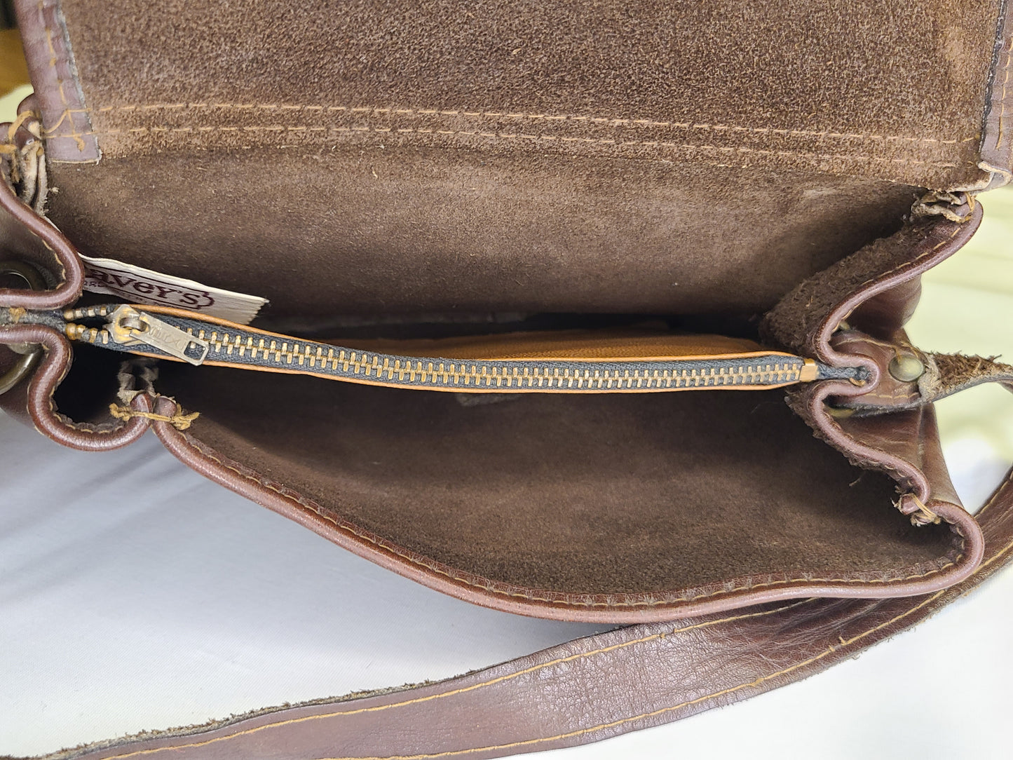 Vintage Leather Shoulder Bag With Horse Emblem