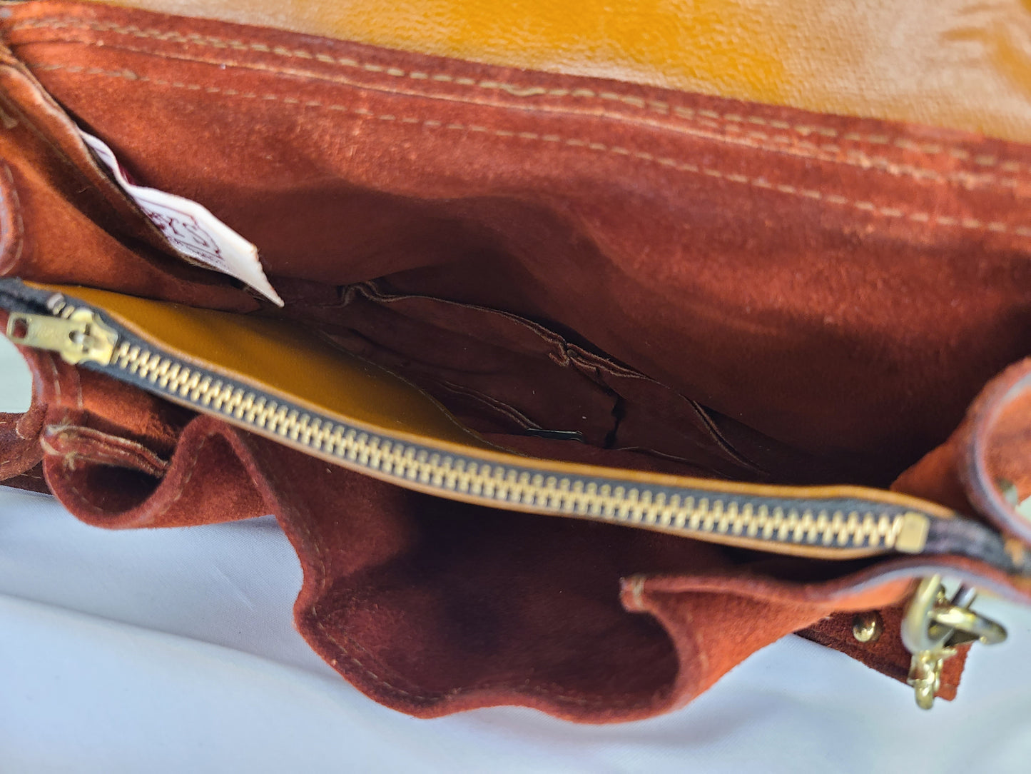 Vintage 1970s Burnt Orange Suede Shoulder Bag