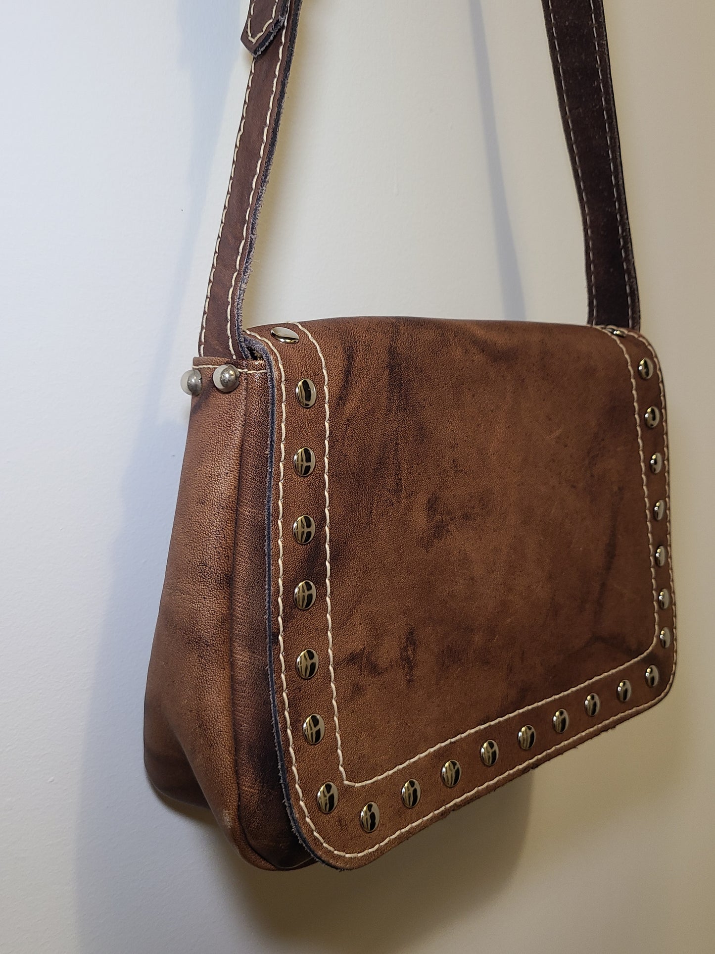 Vintage 1960s Brown Leather Shoulder Bag Re-Imagined