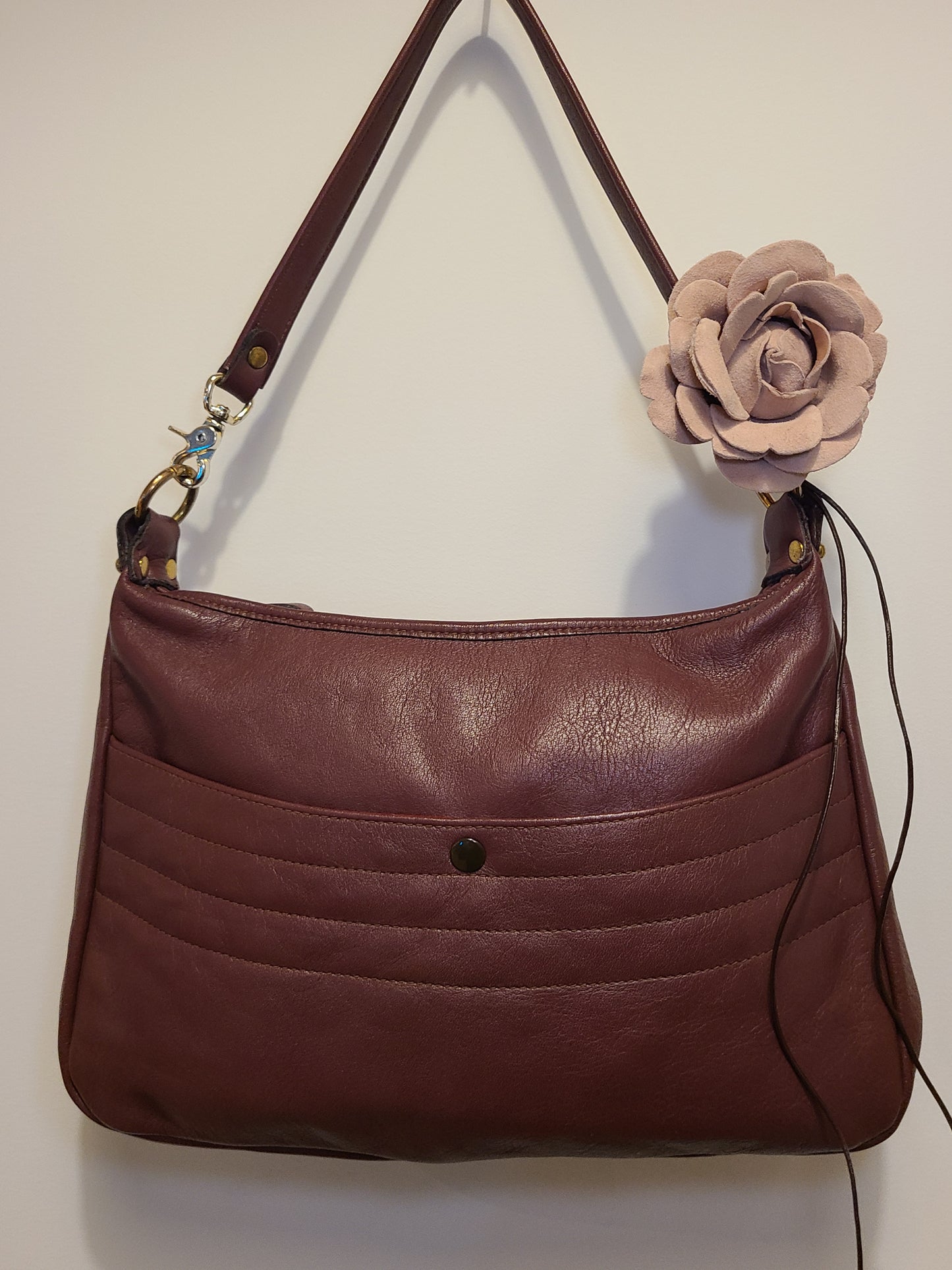 Vintage 1970s Cherry Red Leather Shoulder Bag Re-Imagined
