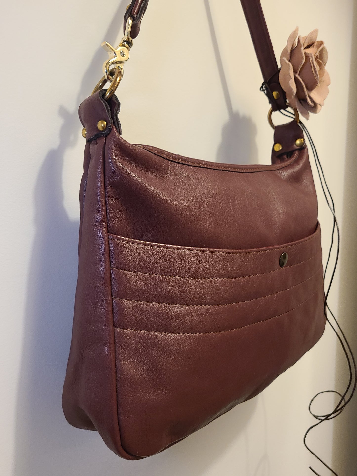 Vintage 1970s Cherry Red Leather Shoulder Bag Re-Imagined