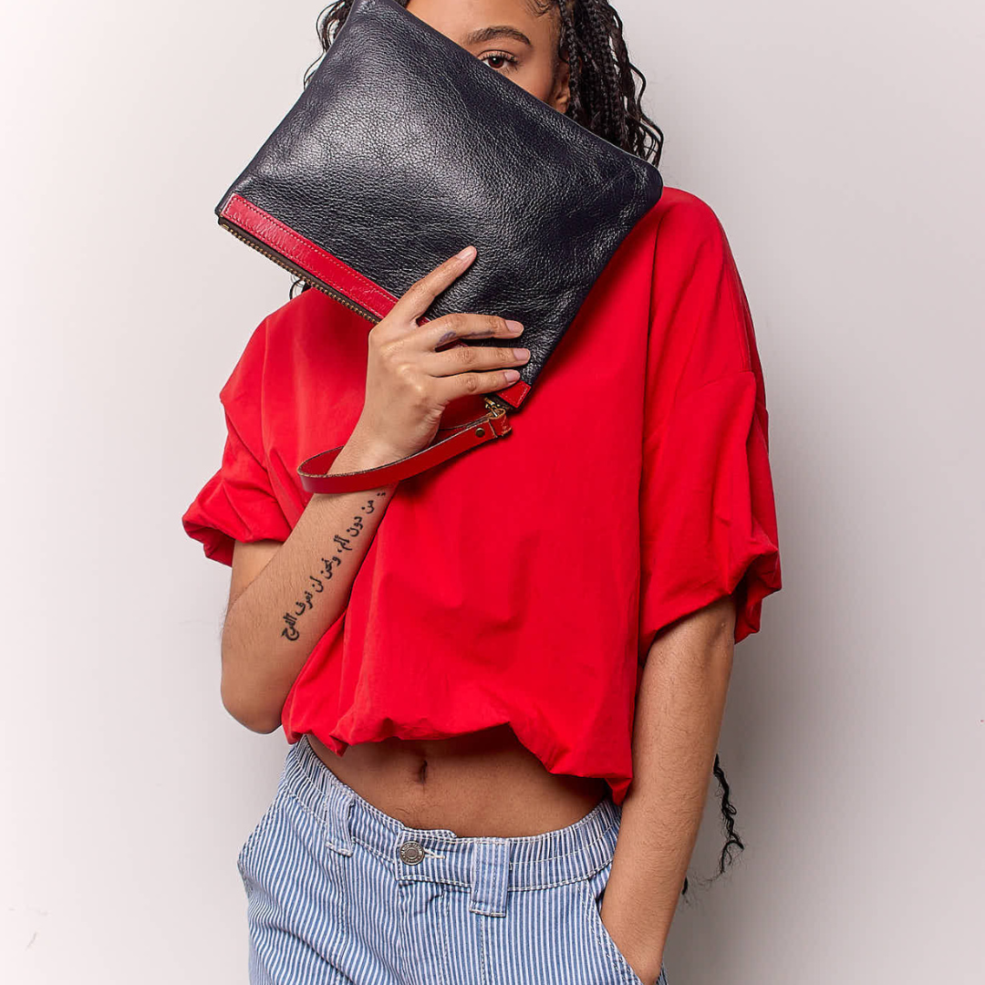 Vintage 1960s Leather Bank Deposit Clutch