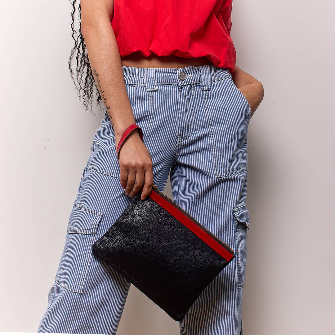 Vintage 1960s Leather Bank Deposit Clutch