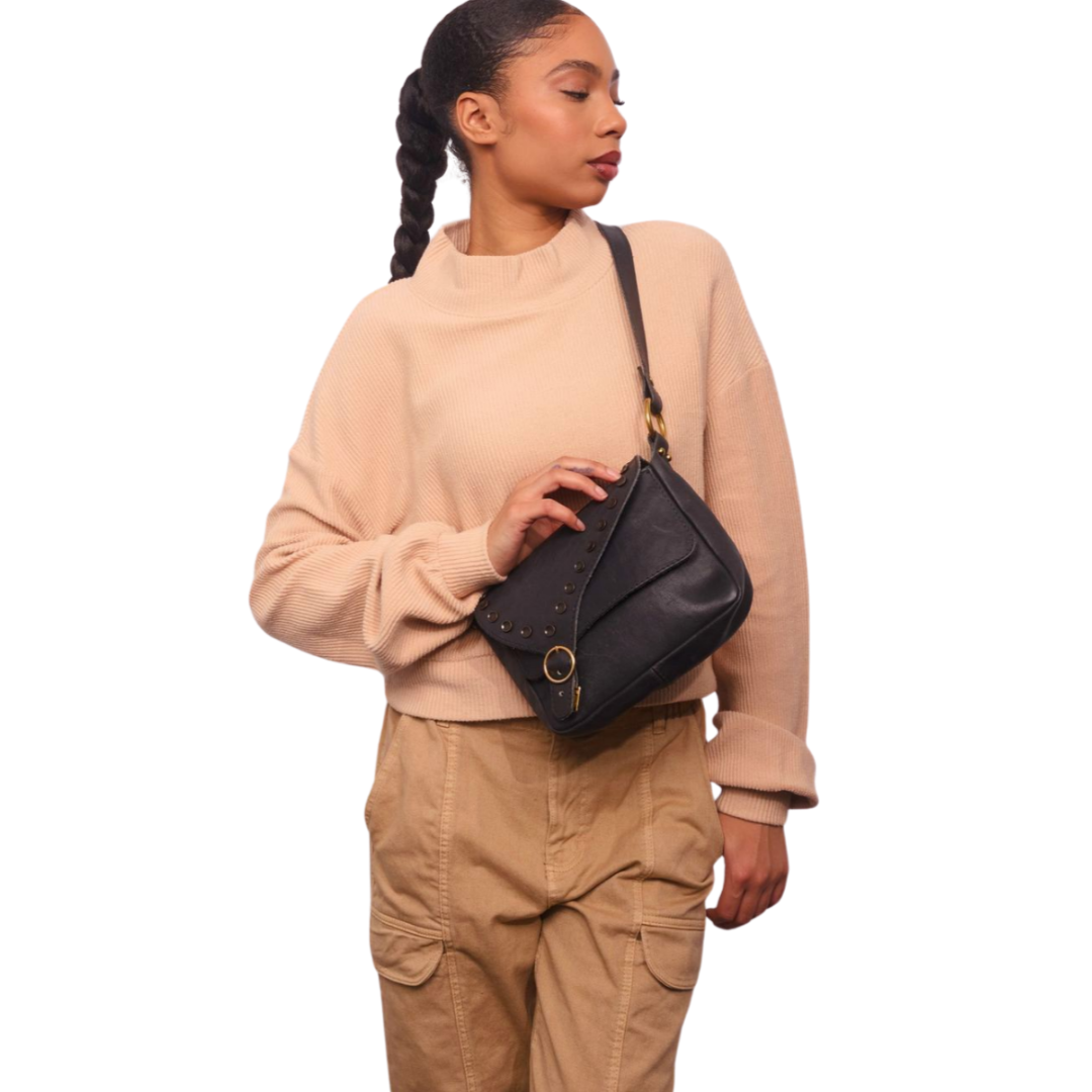 Vintage 1960s Navy Leather Shoulder Bag Re-Imagined