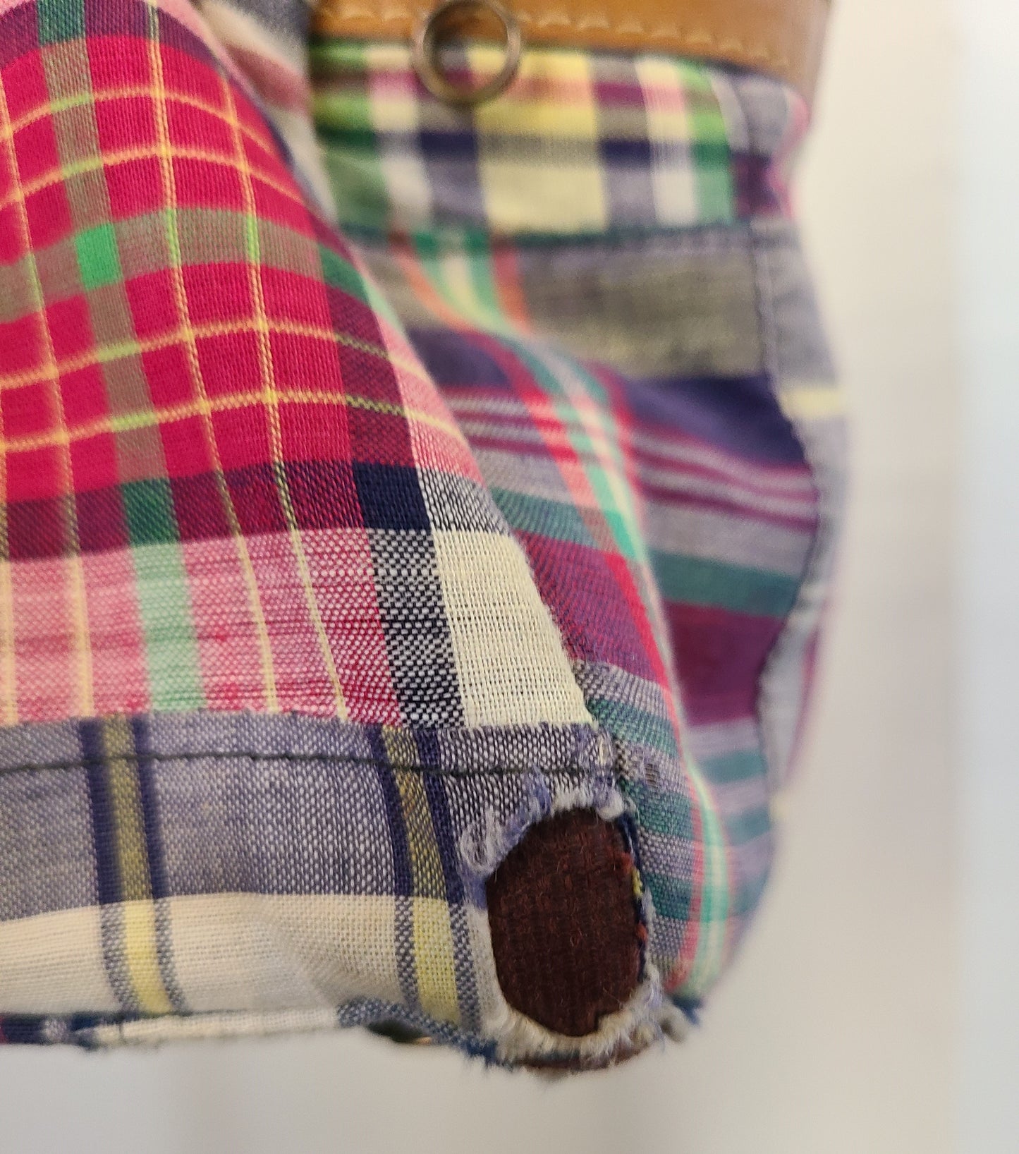 Vintage 1980s Madras Patchwork Top Handle Bag