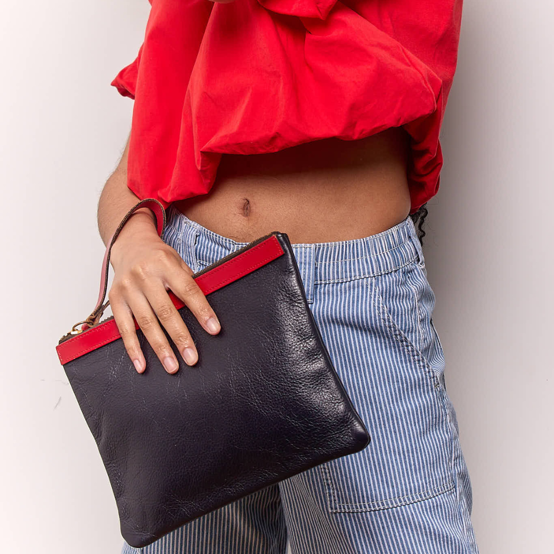 Vintage 1960s Leather Bank Deposit Clutch
