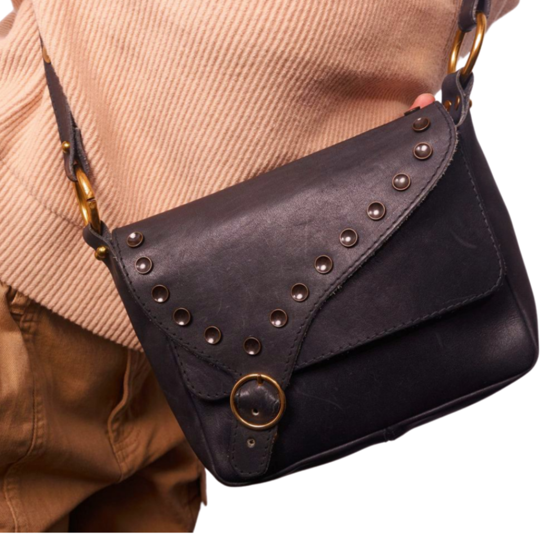 Vintage 1960s Navy Leather Shoulder Bag Re-Imagined