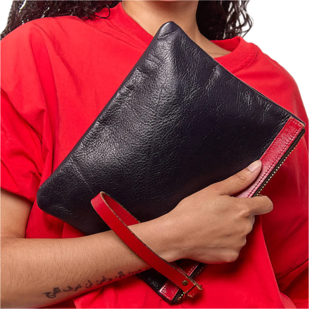 Vintage 1960s Leather Bank Deposit Clutch