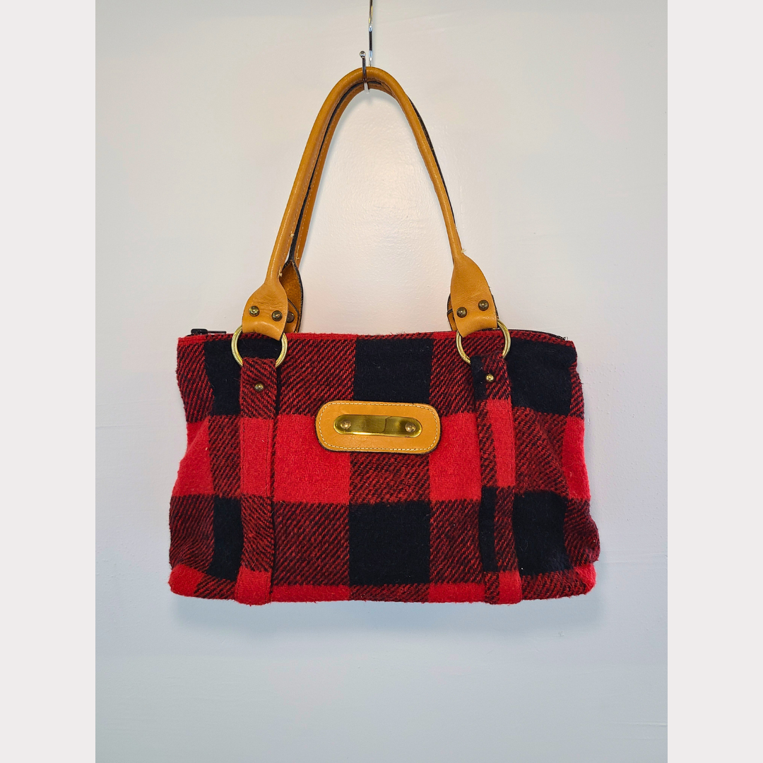Vintage Buffalo Plaid Top Handle Bag