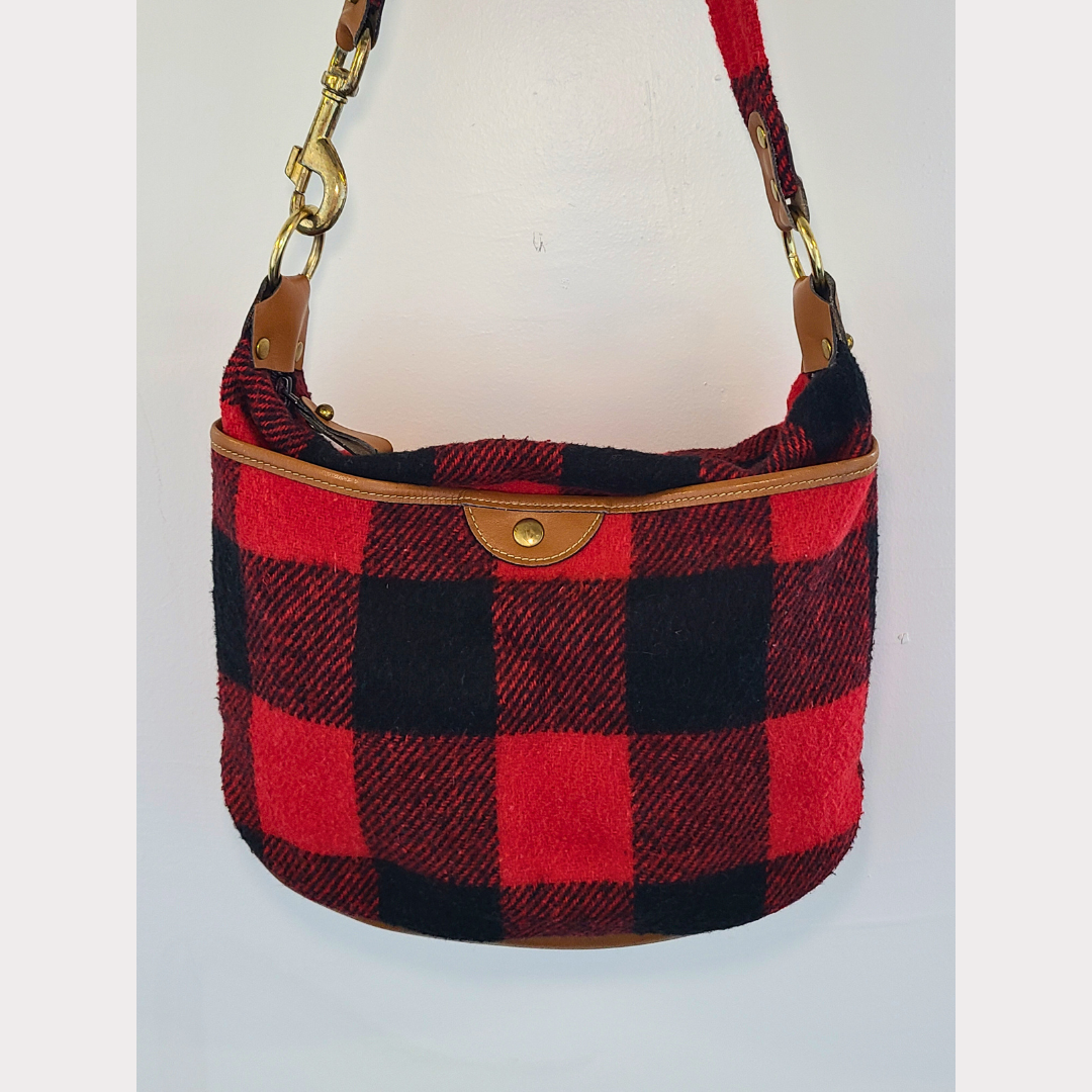 Vintage Buffalo Plaid Shoulder Bag