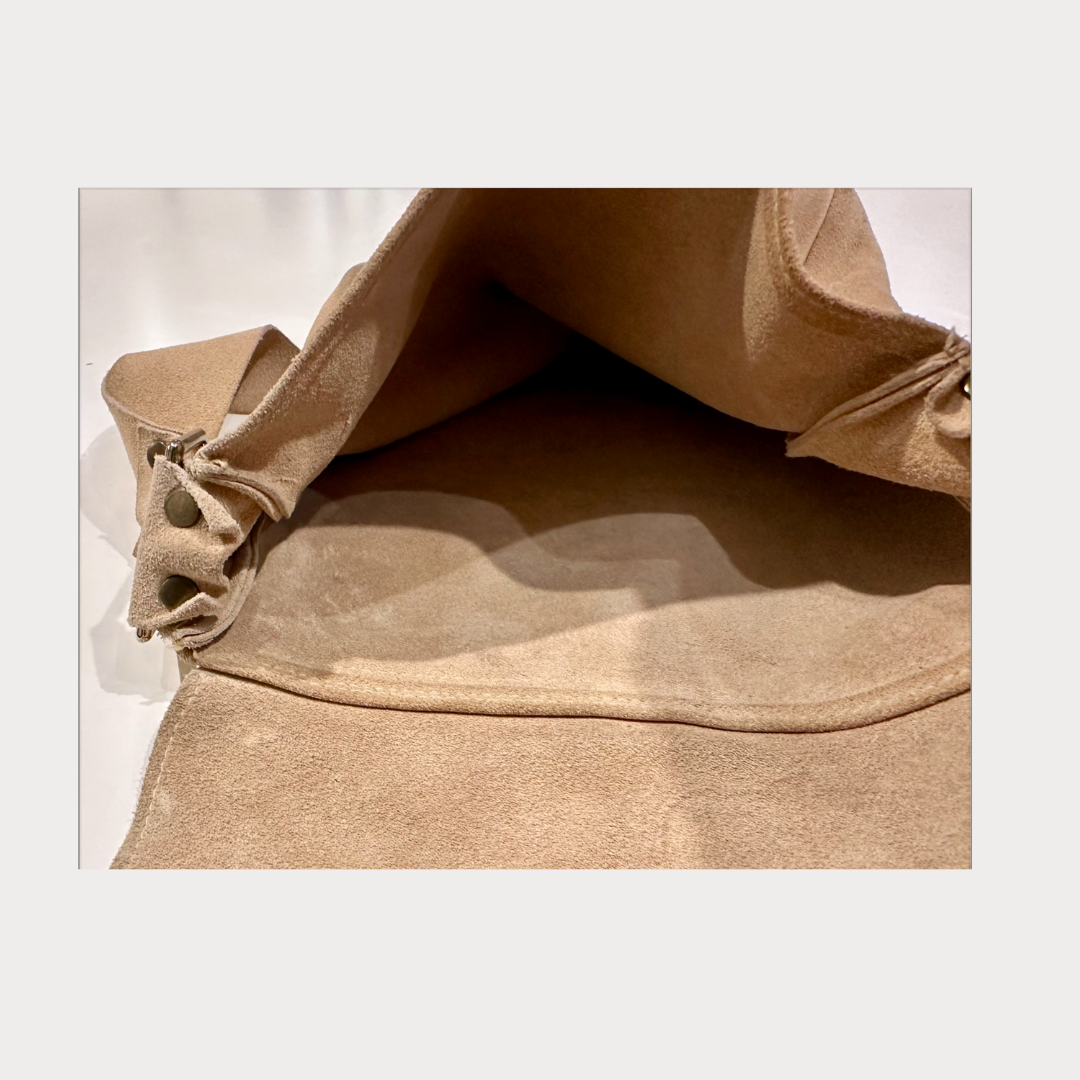 Vintage 1970s Suede Leather Crossbody Satchel