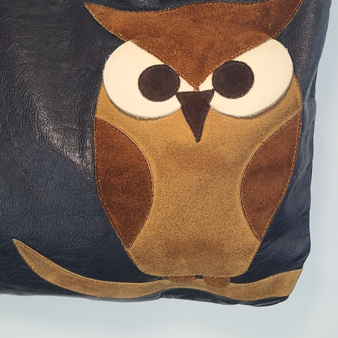 Vintage Davey's Leather Owl Tote