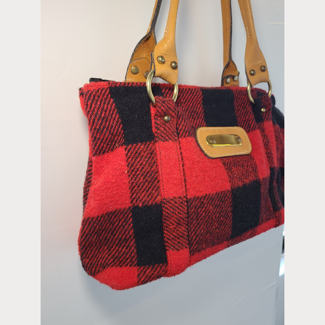 Vintage Buffalo Plaid Top Handle Bag