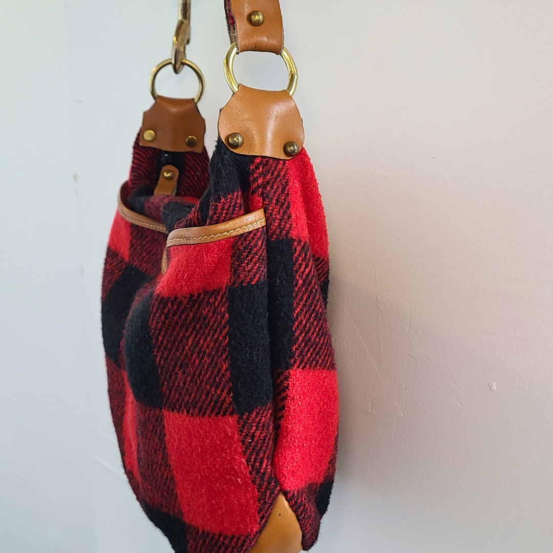 Vintage Buffalo Plaid Shoulder Bag