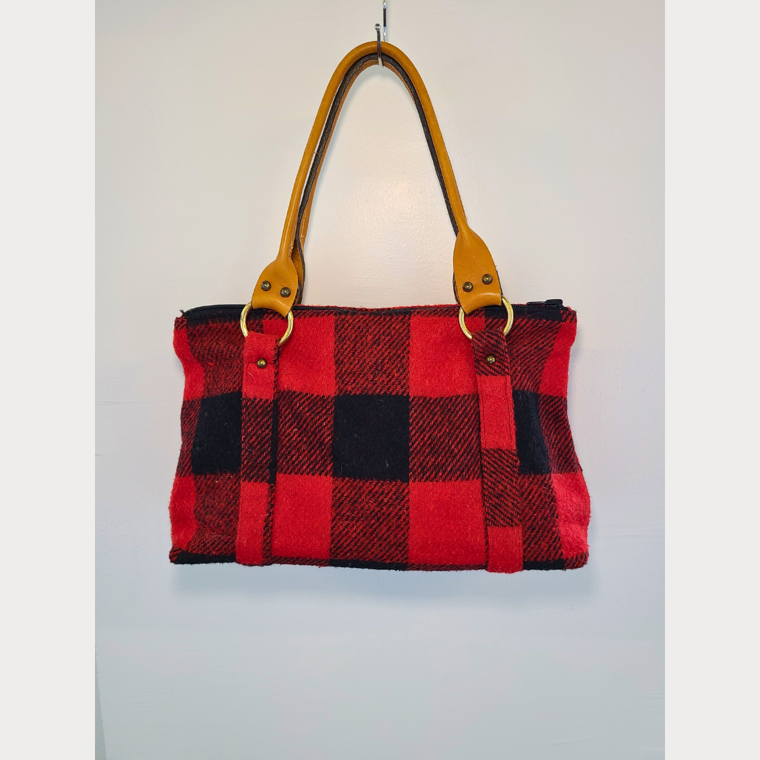 Vintage Buffalo Plaid Top Handle Bag