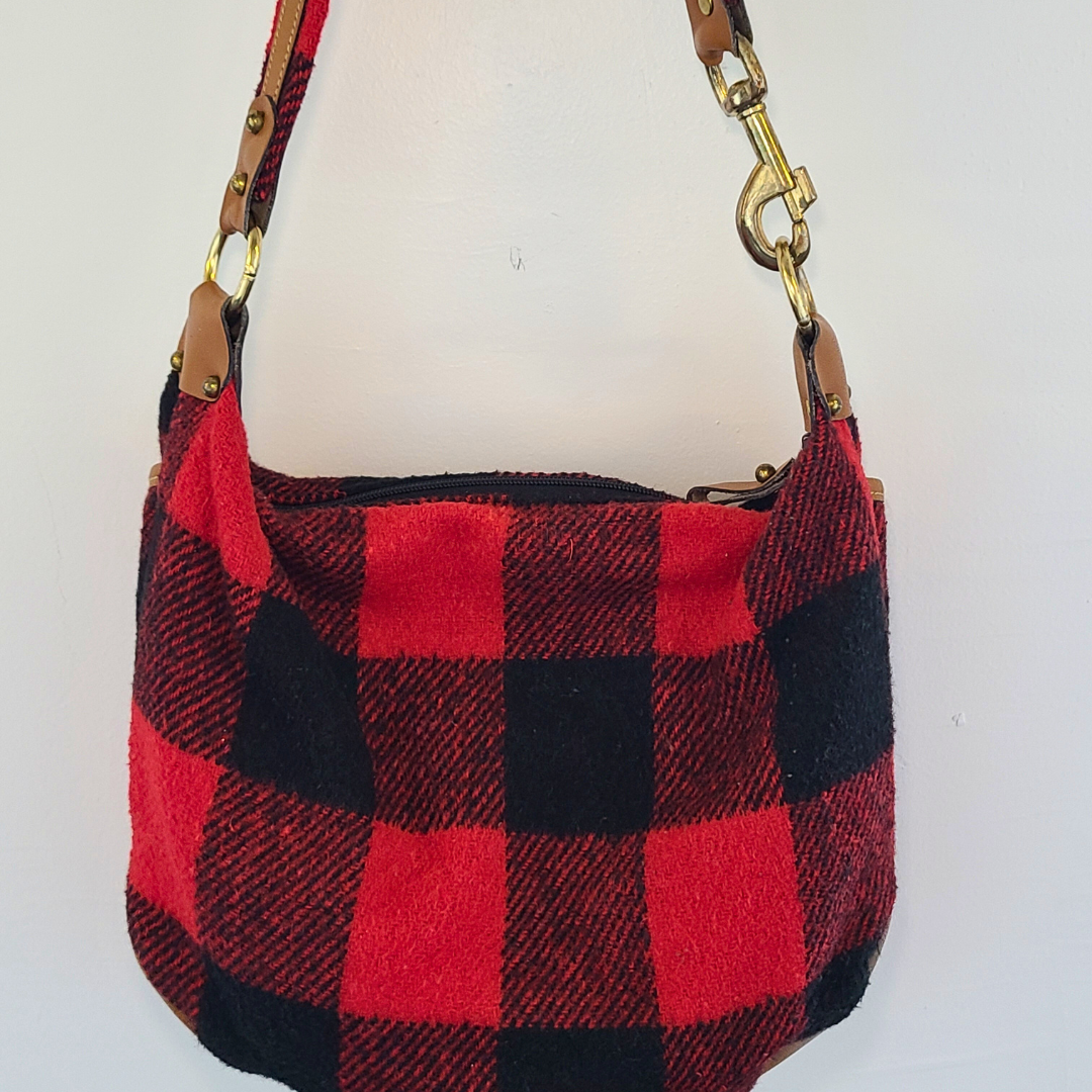 Vintage Buffalo Plaid Shoulder Bag
