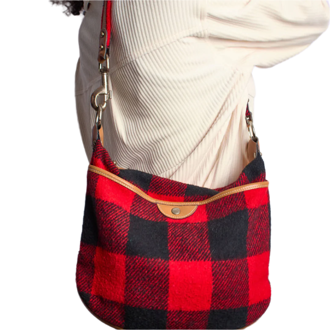 Vintage Buffalo Plaid Shoulder Bag