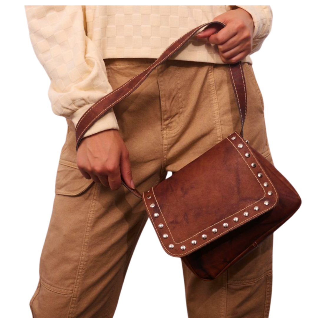 Vintage 1960s Brown Leather Shoulder Bag Re-Imagined