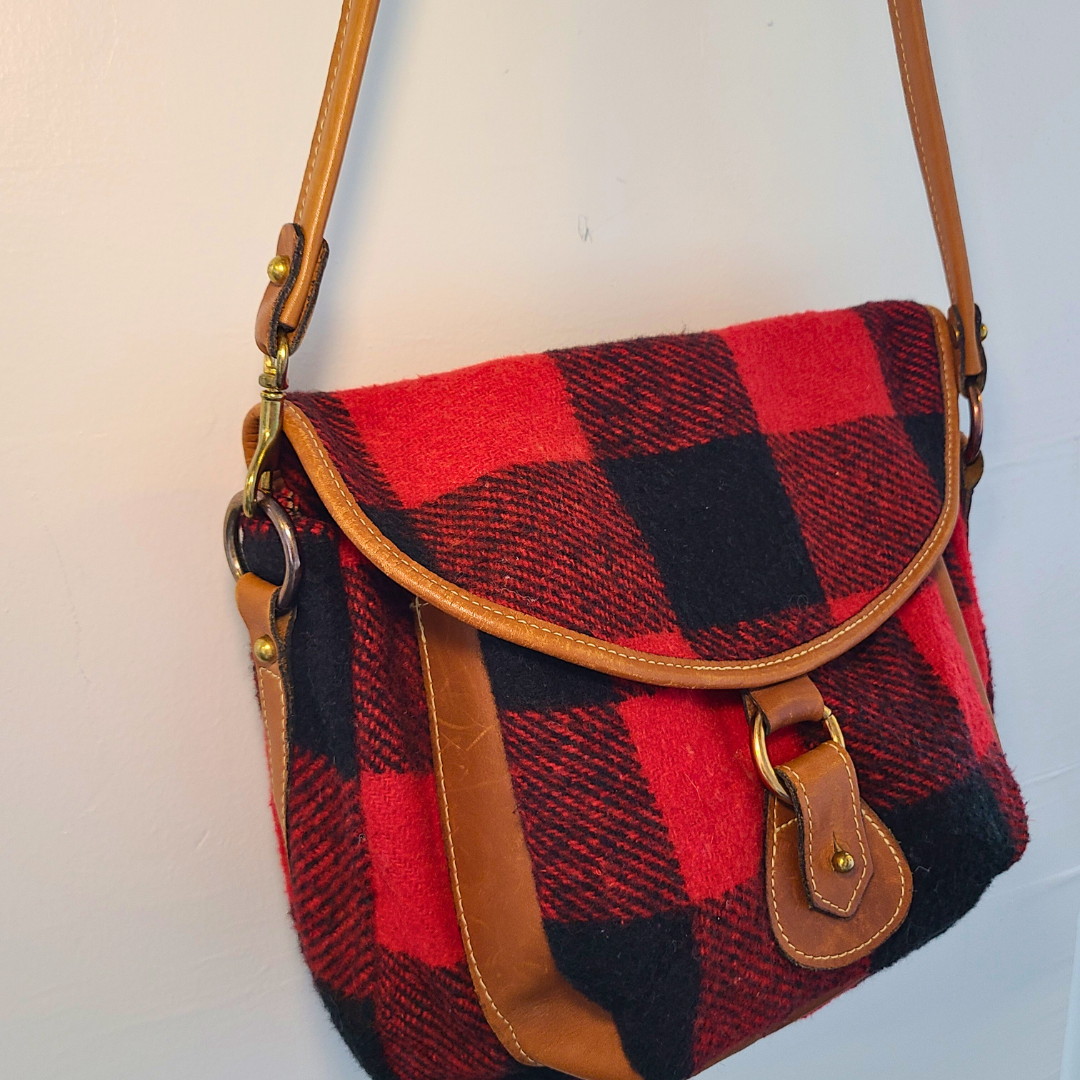 Vintage Buffalo Plaid Shoulder Bag