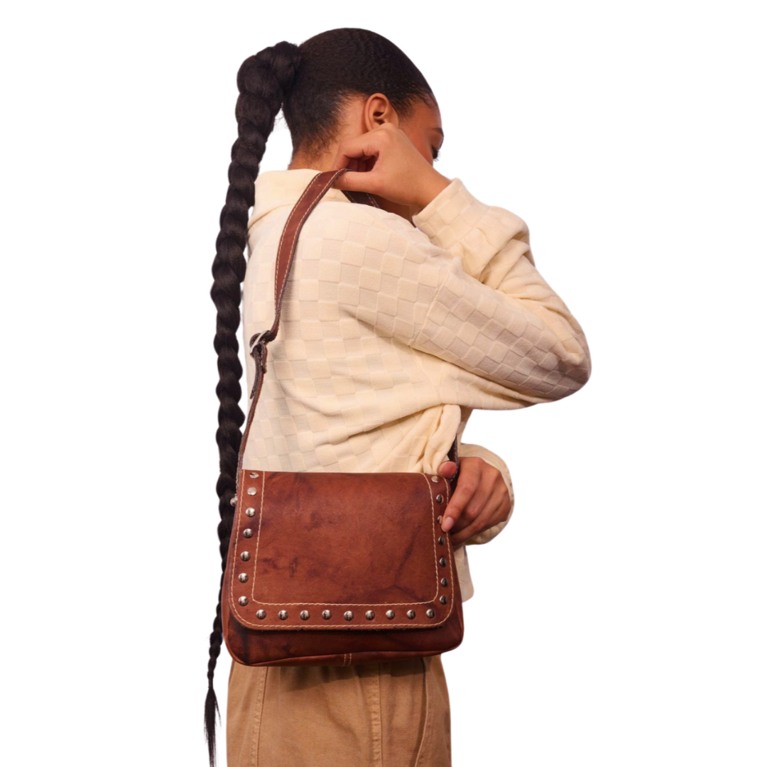 Vintage 1960s Brown Leather Shoulder Bag Re-Imagined