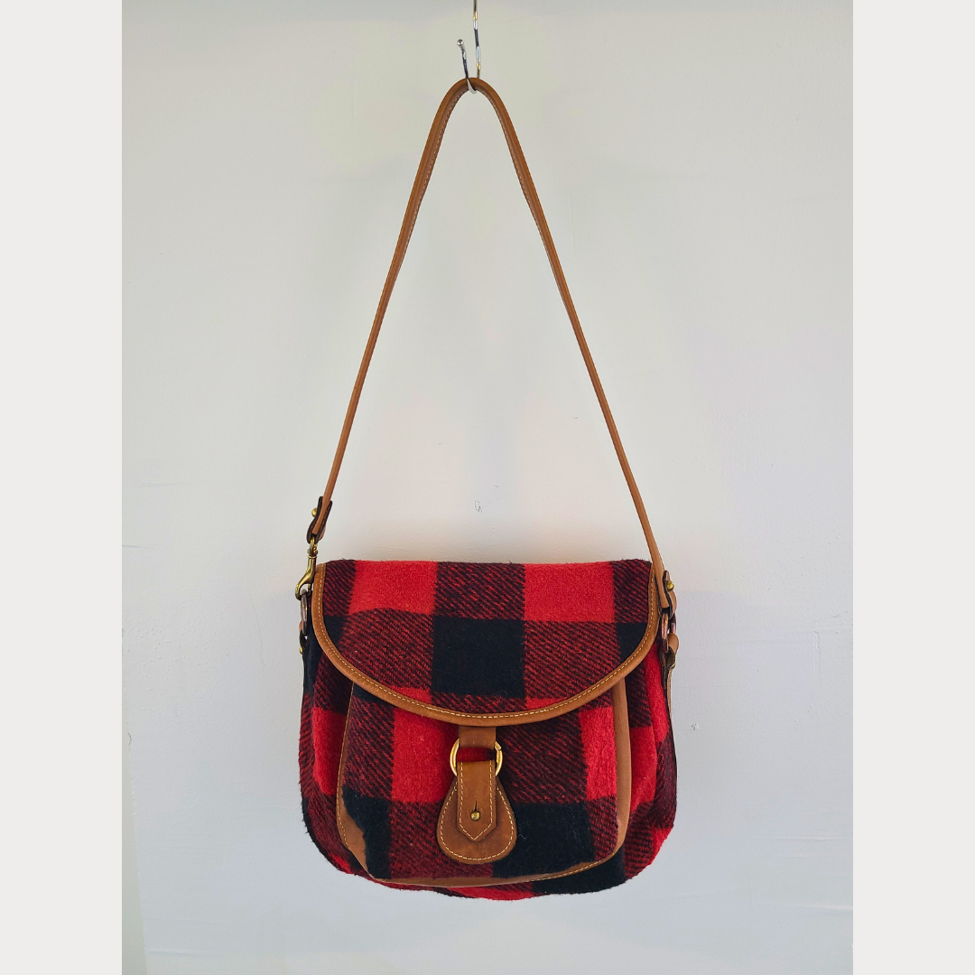 Vintage Buffalo Plaid Shoulder Bag