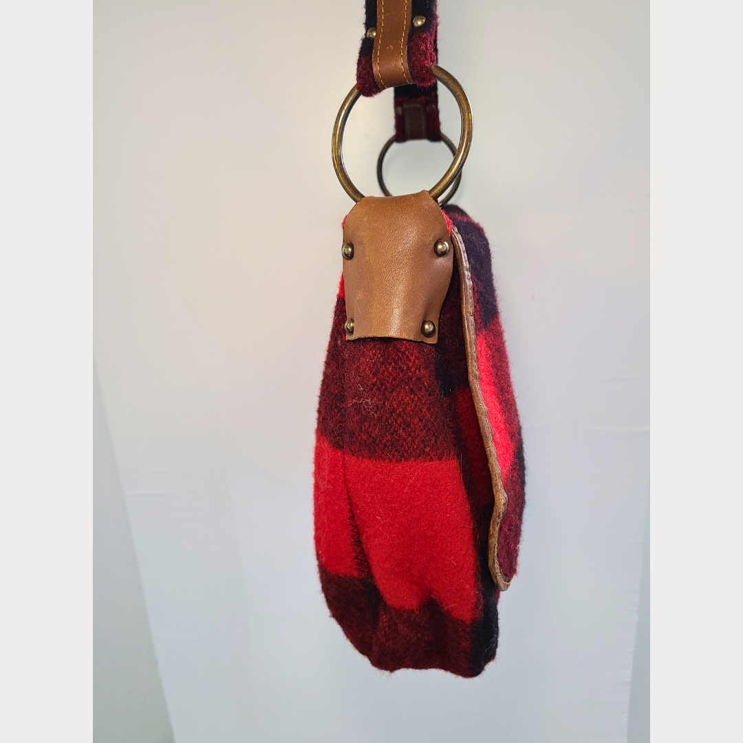 Vintage Buffalo Plaid Messenger Shoulder Bag