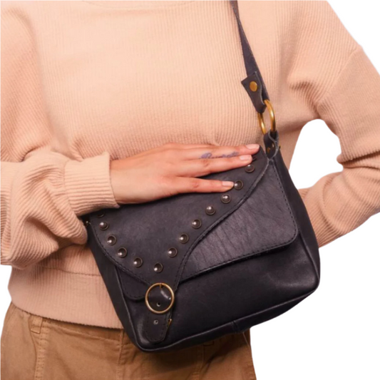 Vintage 1960s Navy Leather Shoulder Bag Re-Imagined