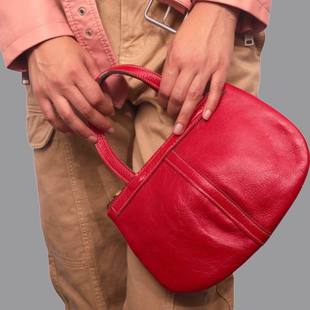 Vintage 1960s Red Leather Date Bag