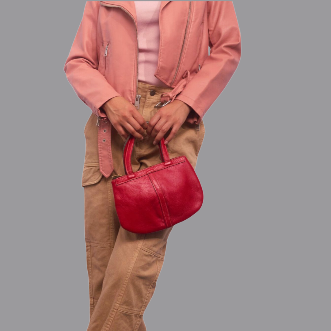 Vintage 1960s Red Leather Date Bag