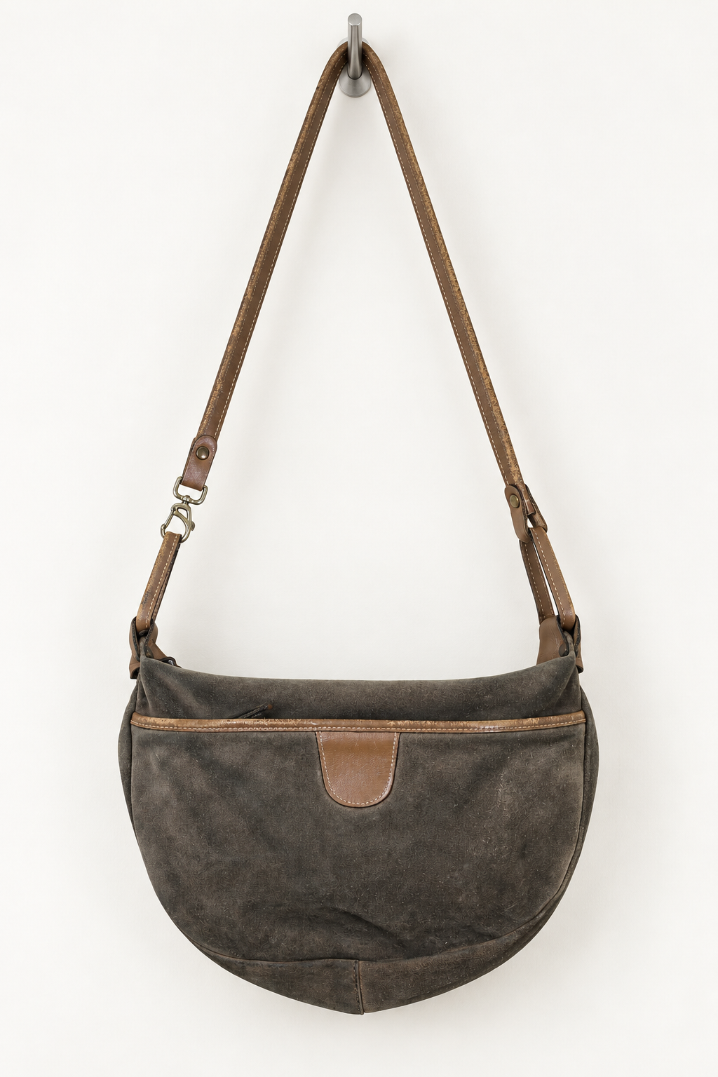 Vintage 1970s Triple-Zip Suede Shoulder Bag