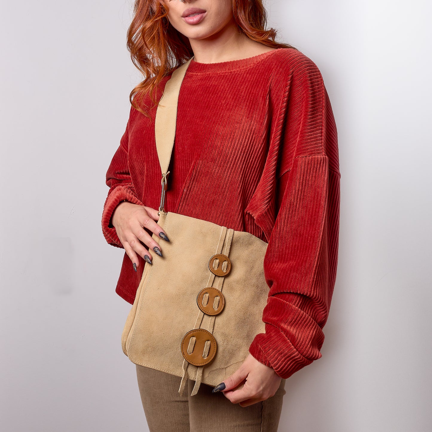 Vintage 1970s Suede Leather Crossbody Satchel