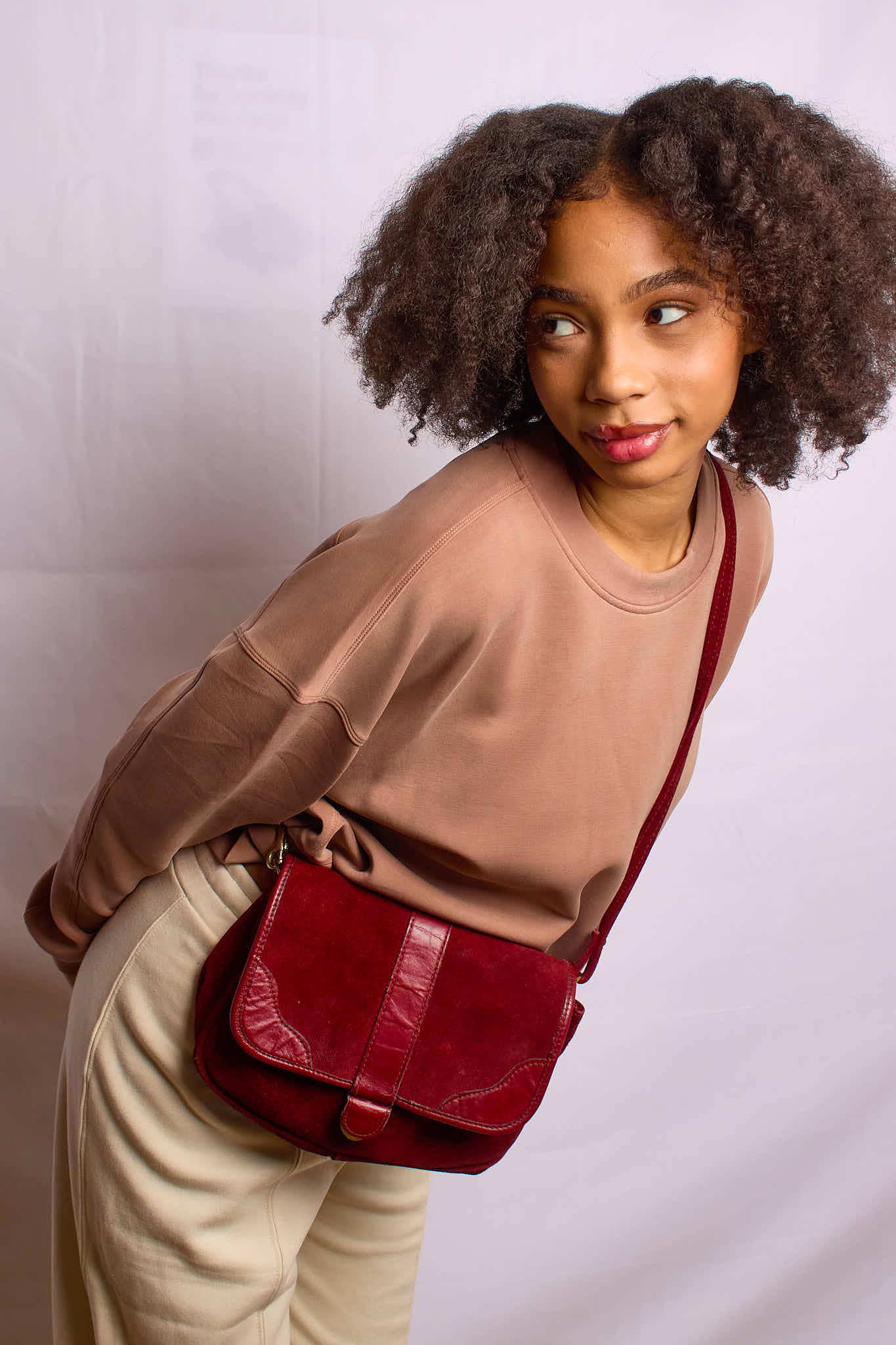 Vintage 1970s Burgundy Suede Shoulder Bag