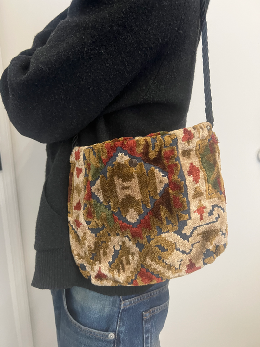 Vintage 1970s Tapestry Carpet Shoulder Bag