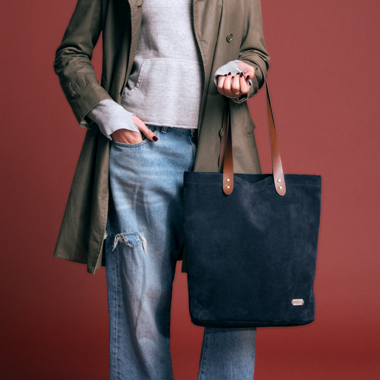 The Signature Tote | Navy Suede