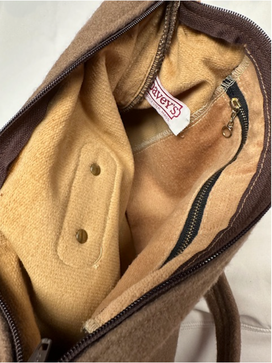 Vintage 1980s Mocha Wool Slouch Crossbody Bag
