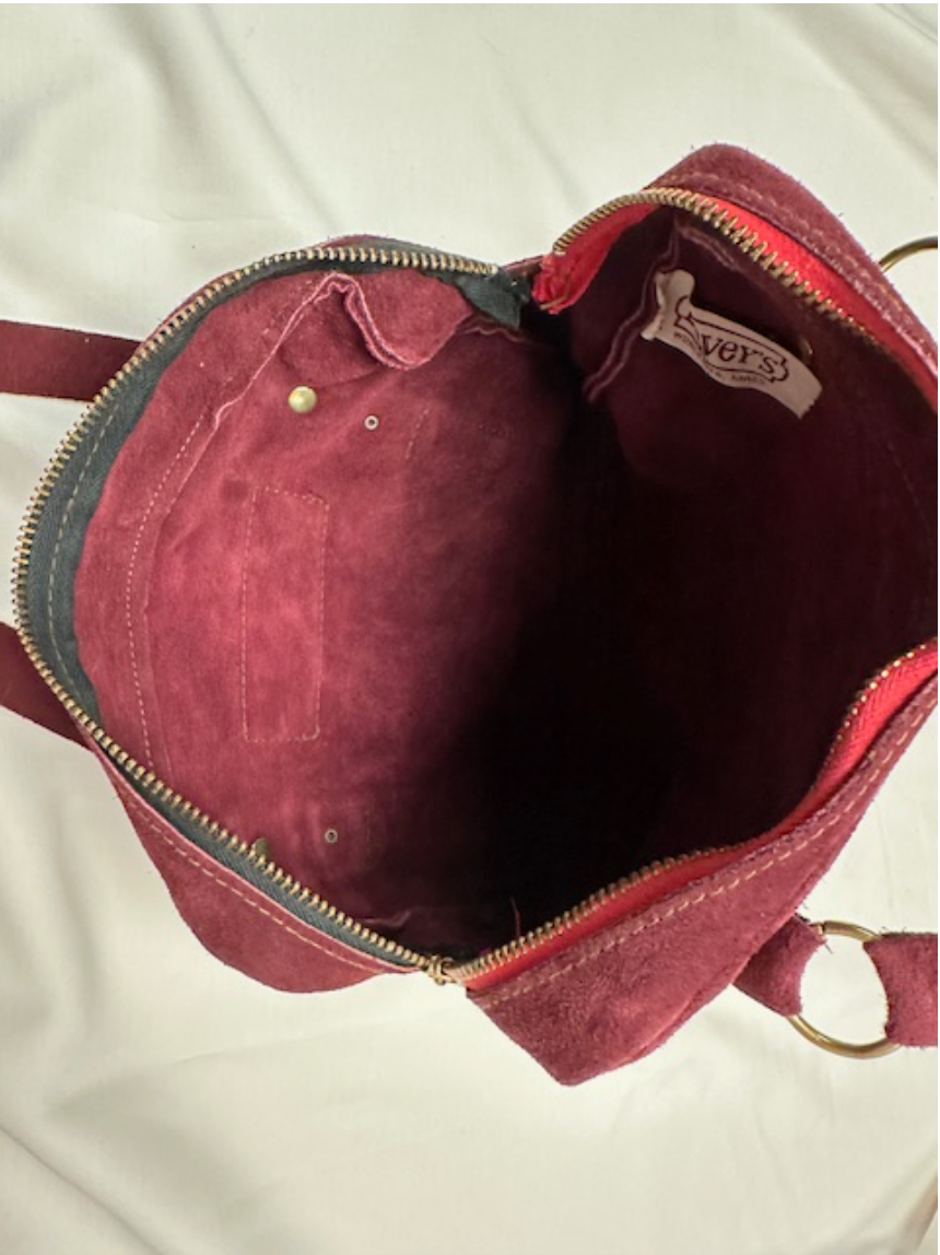 Vintage 1970s Dark Cherry Suede Shoulder Bag