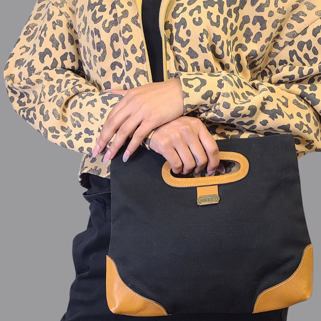 Vintage 1960s Black Canvas Bermuda Bag