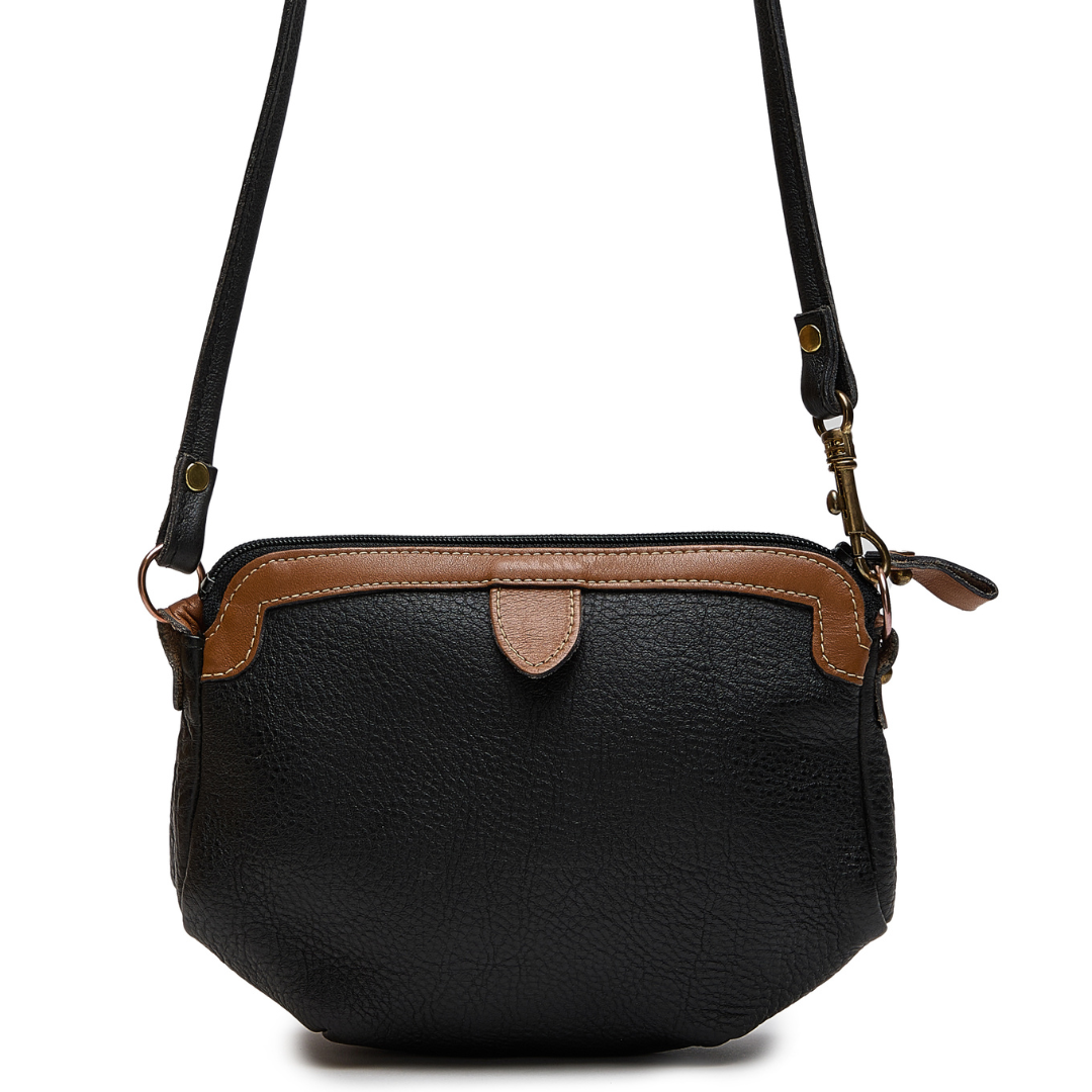 Vintage 1960s Black Leather Crossbody