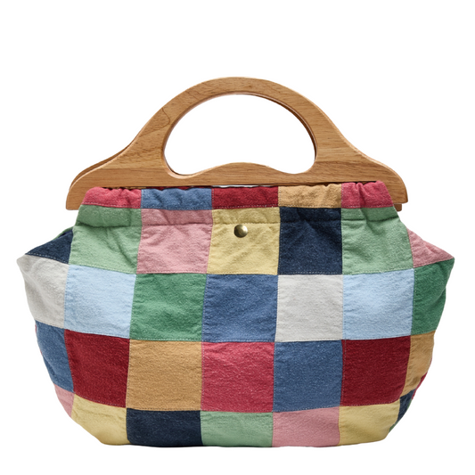 Wooden Handle Bermuda Bag - Color Block